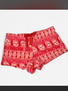 Christmas story Red Patterned Fleece High-Waist Shorts